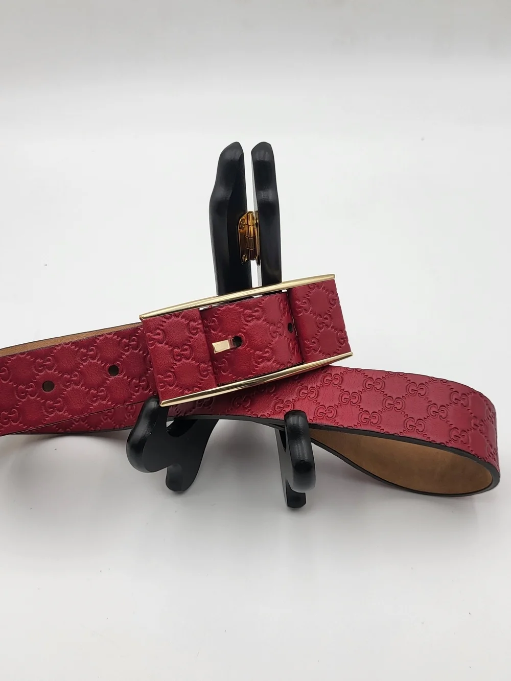 Gucci Soft Microguccissima Margaux Calfskin 85-34 Belt Rosso..Authentic..